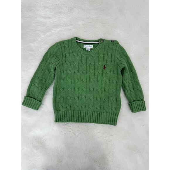 Ralph Lauren Baby Green Cable Knit Sweater 24M - Picture 1 of 6